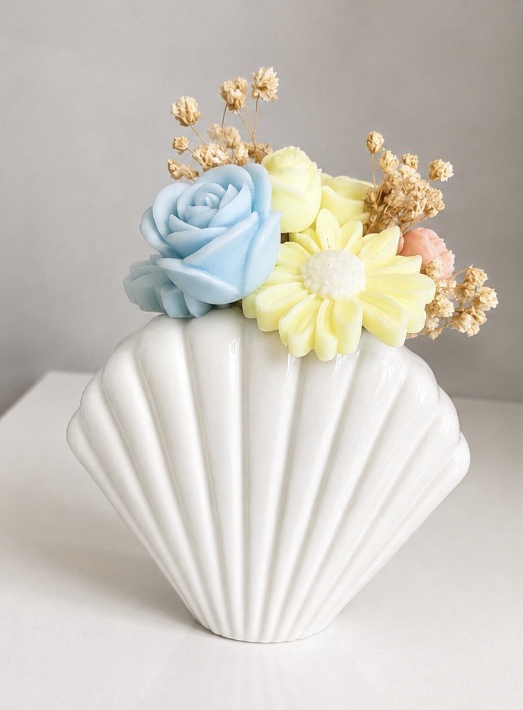 Bouquet de Fondants Parfumés Vase coquillage